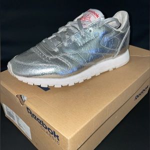 Reebok classic metallic silver
